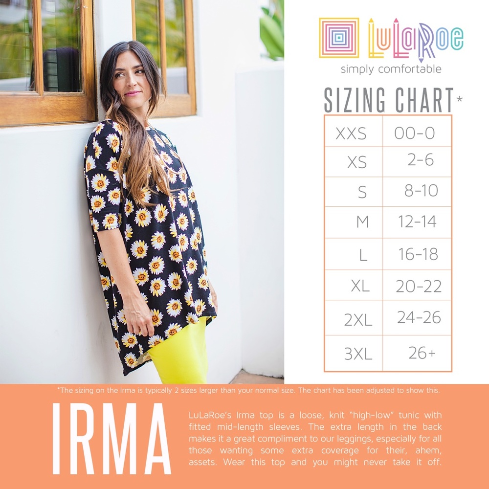 LuLaRoe S Irma tunic blue/orange - Picture 3 of 4